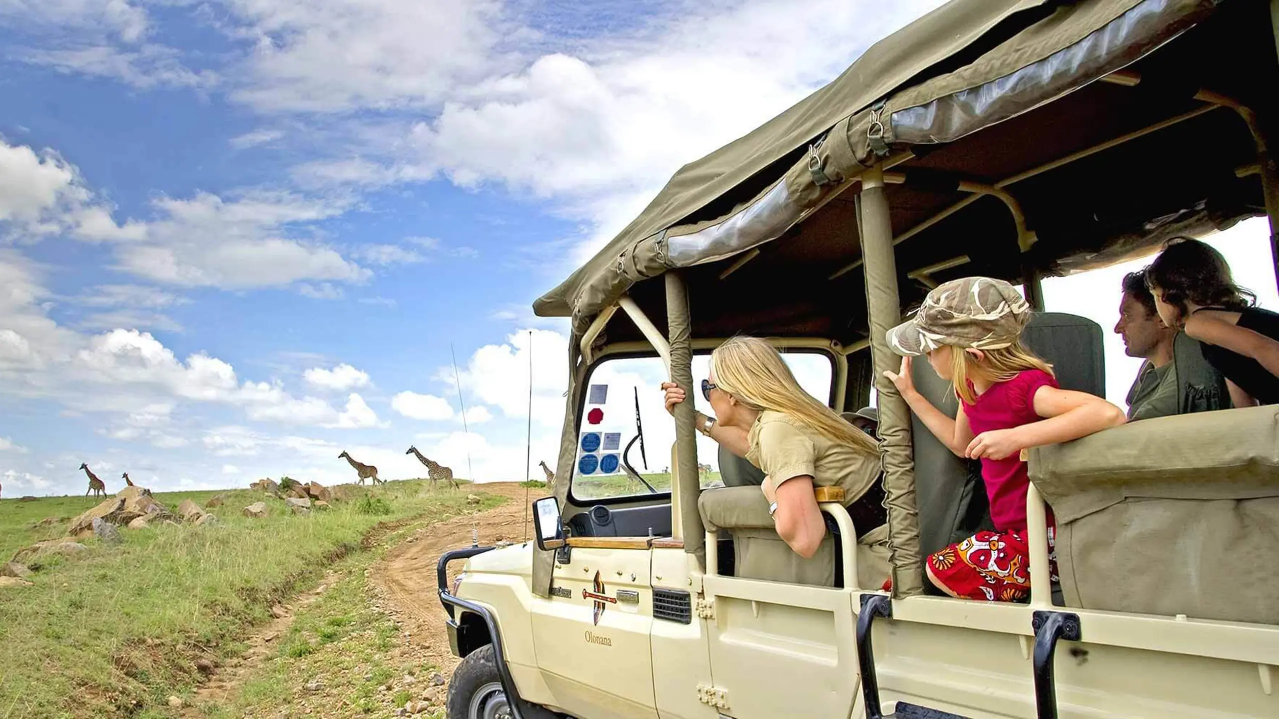 Family on safari in Tanzania